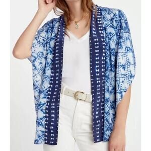 Anthropologie Denovo Tate Tie-Dye Kimono Blue Coverup One Size NO BELT NWT $128
